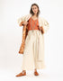 Top in cotton thin straps with a V-neckline